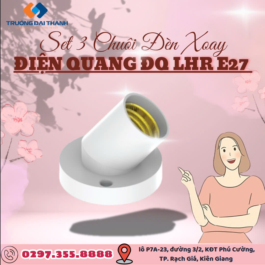 Set 3 Chuôi đèn xoay Điện Quang ĐQ LHR E27 ( xoay góc 45 độ - 90 độ )